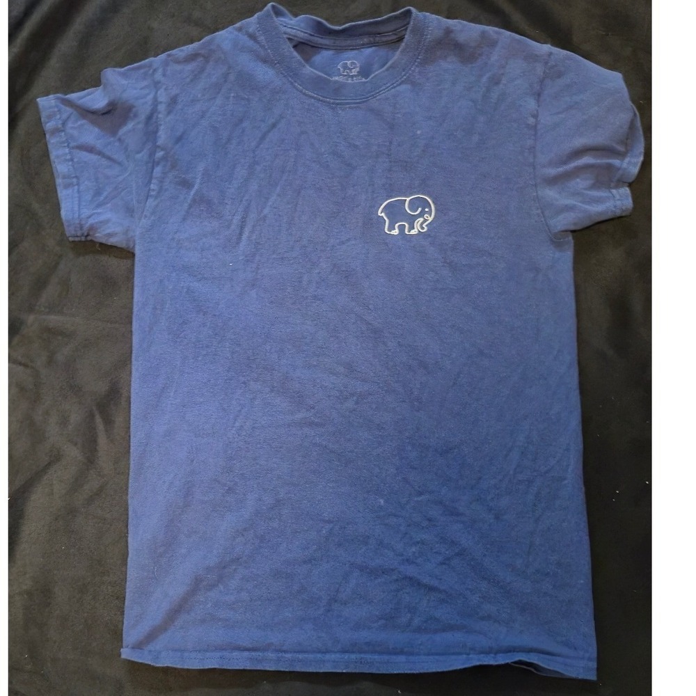 Ivory Ella Blue Butterfly Elephant Graphic Tee Shirt Small Cotton Short Sleeve